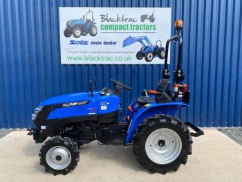 Side view of ex-demo Solis 20 Compact Tractor on Ag Tyres